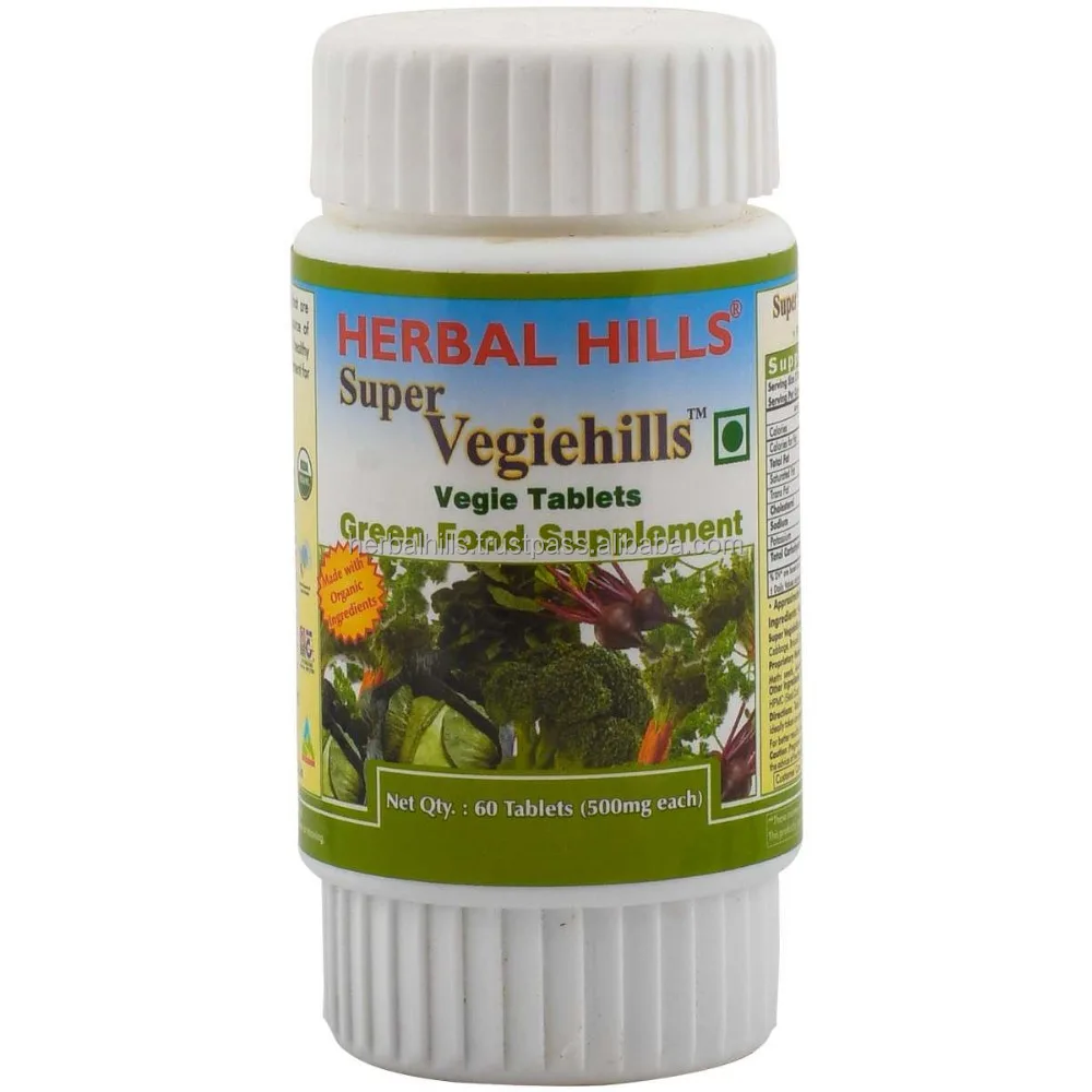 
Супер вегетер Хиллз, ежедневная таблетка из овощей, суперпищевая добавка-60 таблеток 