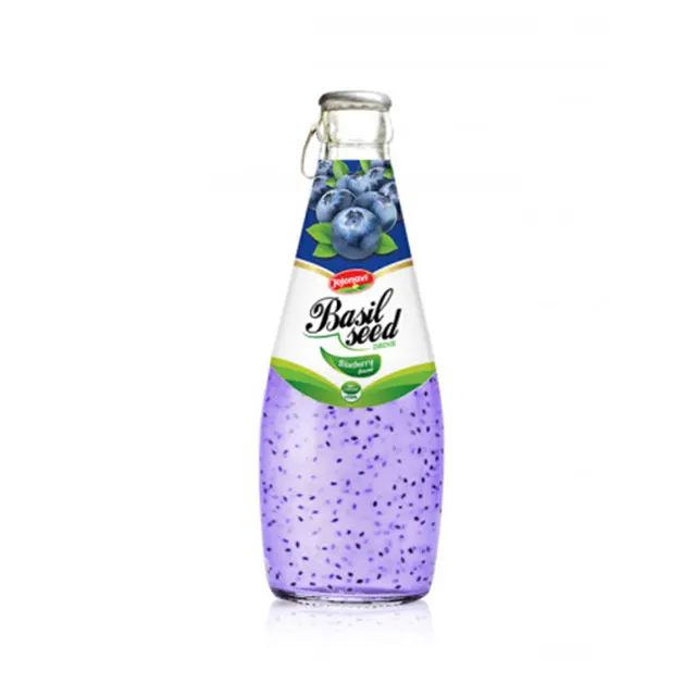 
Fruit Juice Basil seed drink with Orange flavour in Glass bottle 290ml coconut water ODM service from Viet Nam 