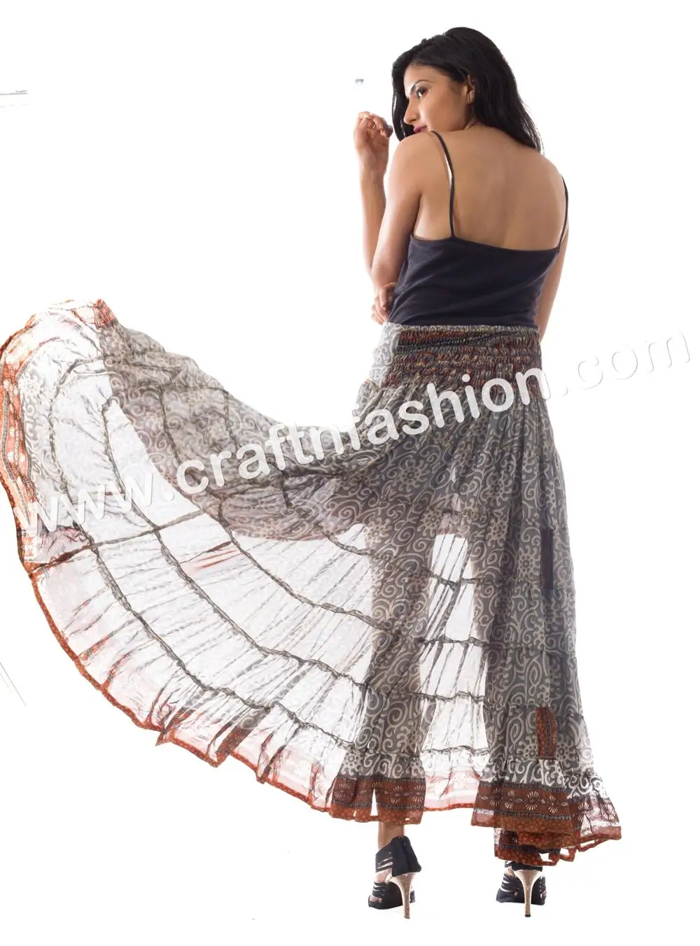 Красивая дизайнерская женская юбка-клеш в стиле бохо хиппи-новейшая Дизайнерская Одежда для танцев испанском этническом Женская юбка Ibiza