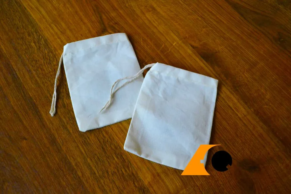 
4 x 6 Unbleached Muslin Bag with Single Drawstring Natural Hem+Draw cord 