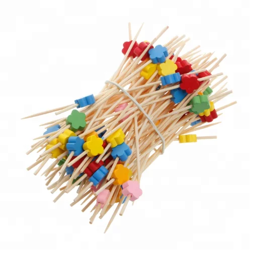 
Beads bamboo cocktail picks food dessert fruit sticks disposable toothpicks 