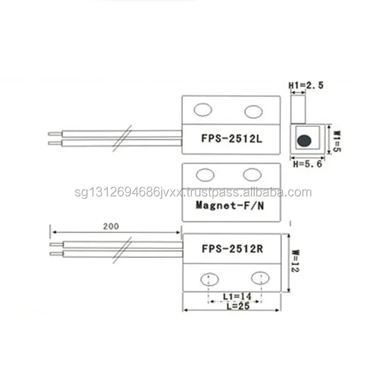FPS-2512 Form A/B/C Rectangle Magnetic Reed Proximity Switch Sensor