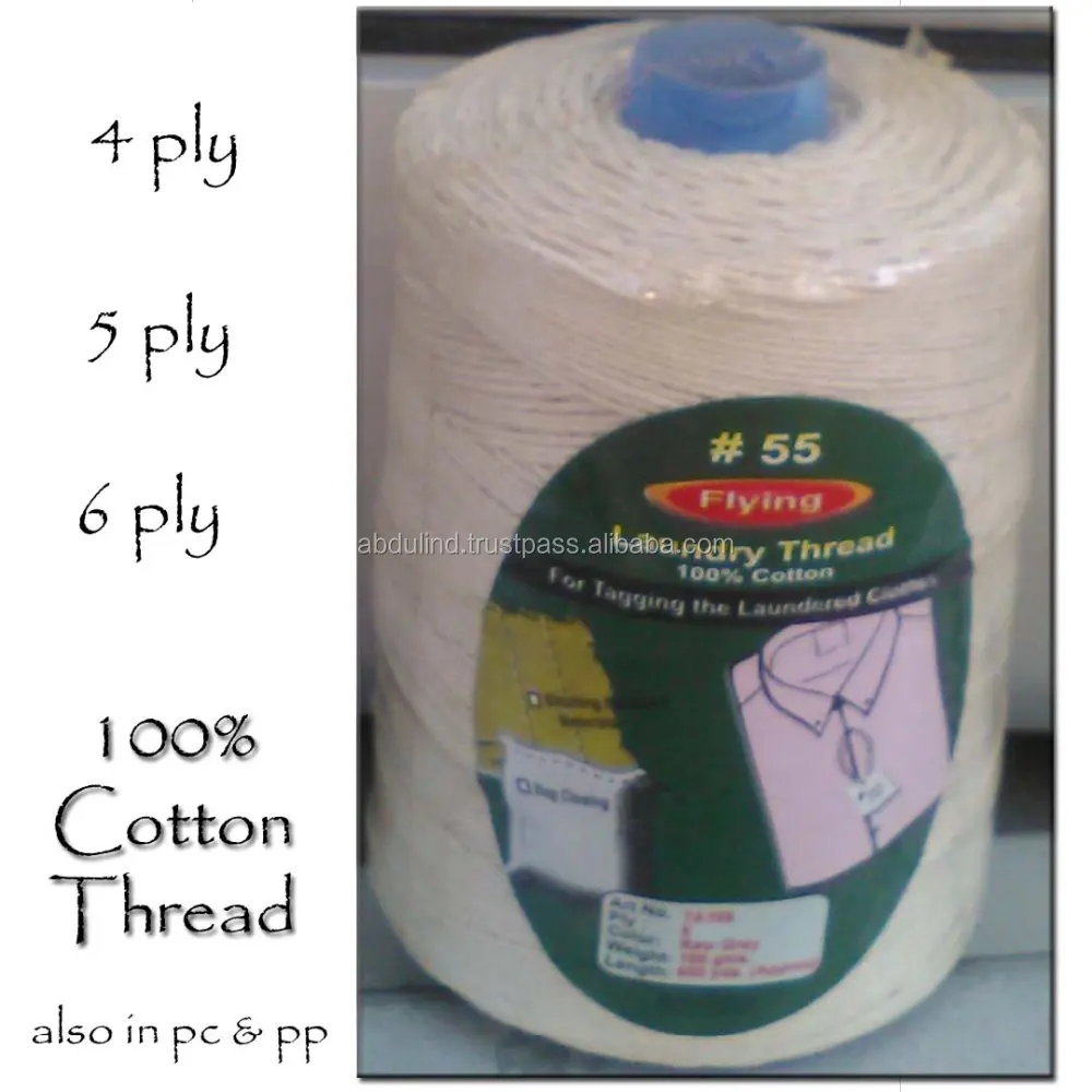 4 ply, 5 ply 6 ply Cotton Thread  - Twine   Laundry Thread 180 grams Packing: Baby Cone  -  Heavy Stitching Cotton Thread