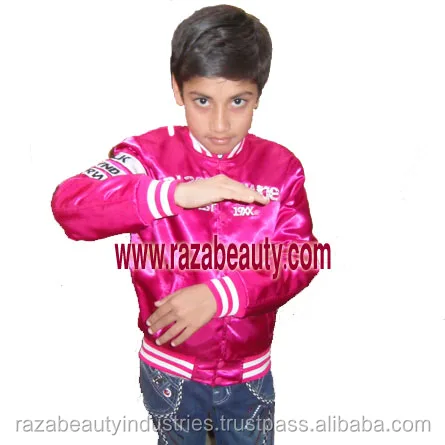 Red Kids Satin Varsity Jackets, Satin Baseball Jackets, Youth Bomber Jackets