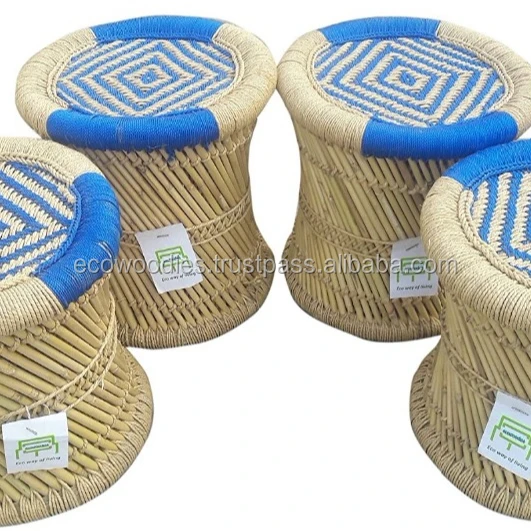 Бамбуковый табурет с оттоманкой для гостиной