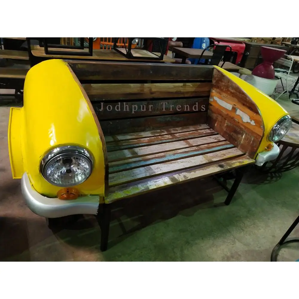 Автомобильная желтая тема диван скамейка из переработанного дерева железная мебель