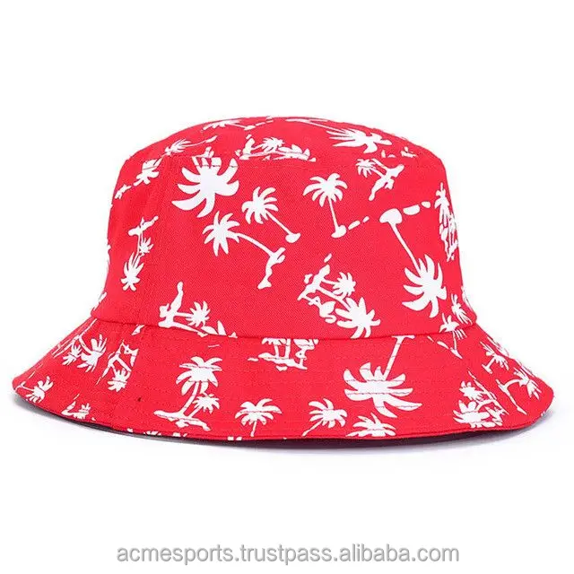 palm tree Bucket Hats - new design pink color sublimation bucket hats