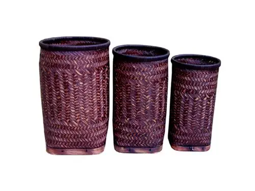 
Newest Design 2018 Vietnam Handicraft Brown Bamboo Flower Vase Round Shape With High Quality 