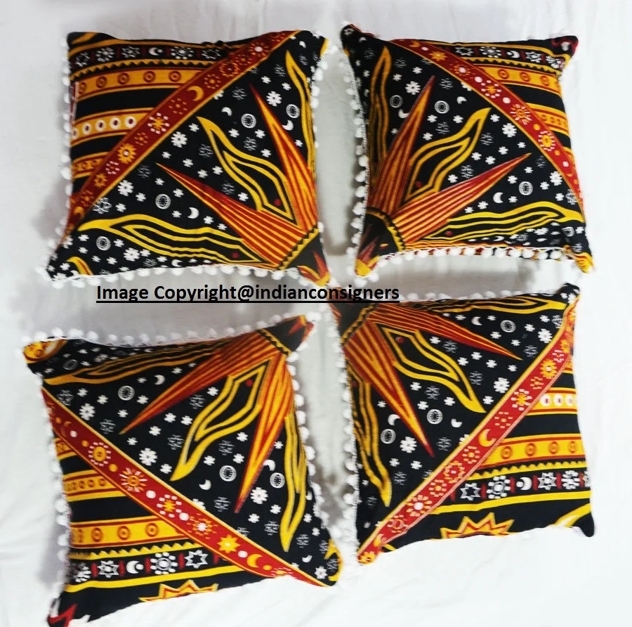 Cushion Cover Cotton Peacock Mandala Multiple Color Sofa Set Cushion Cover Beautiful Multiple Color