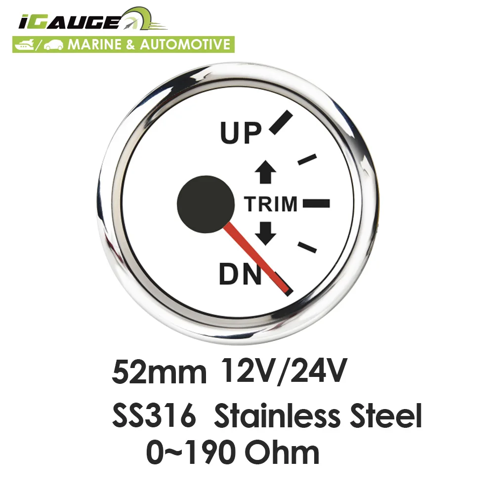 Высококачественный белый водоотталкивающий бортовой правый манометр для морских и автомобильных автомобилей, 2-1/16 дюйма, 52 мм