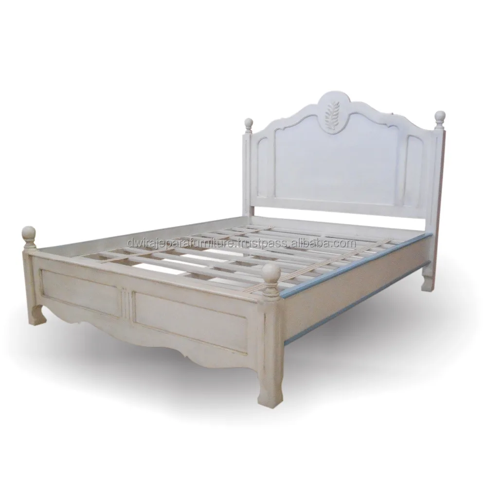 Solid Mahogany White Antique Bed Furniture
