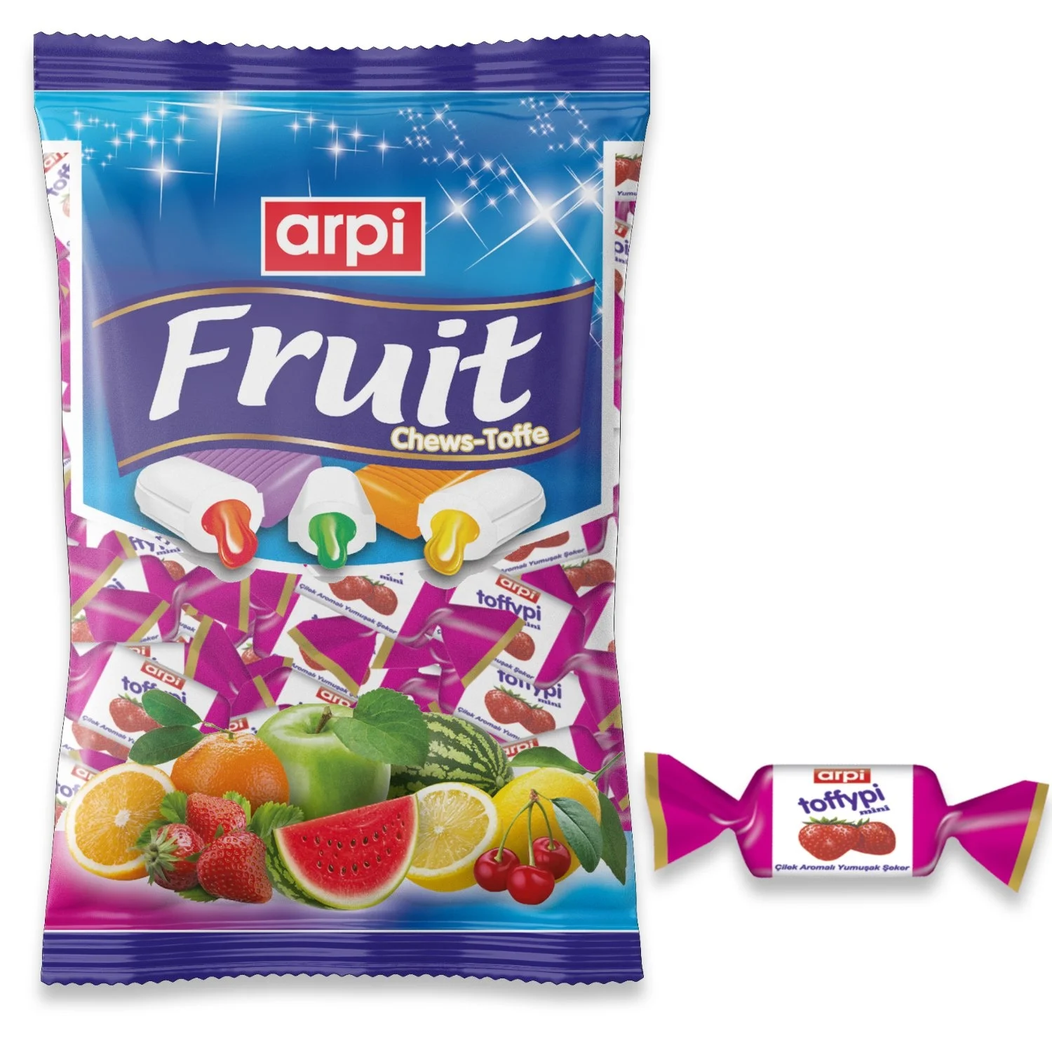
Toffypi Mini Fruity Soft (Chew) Candy 1 KG Fruit Bag 