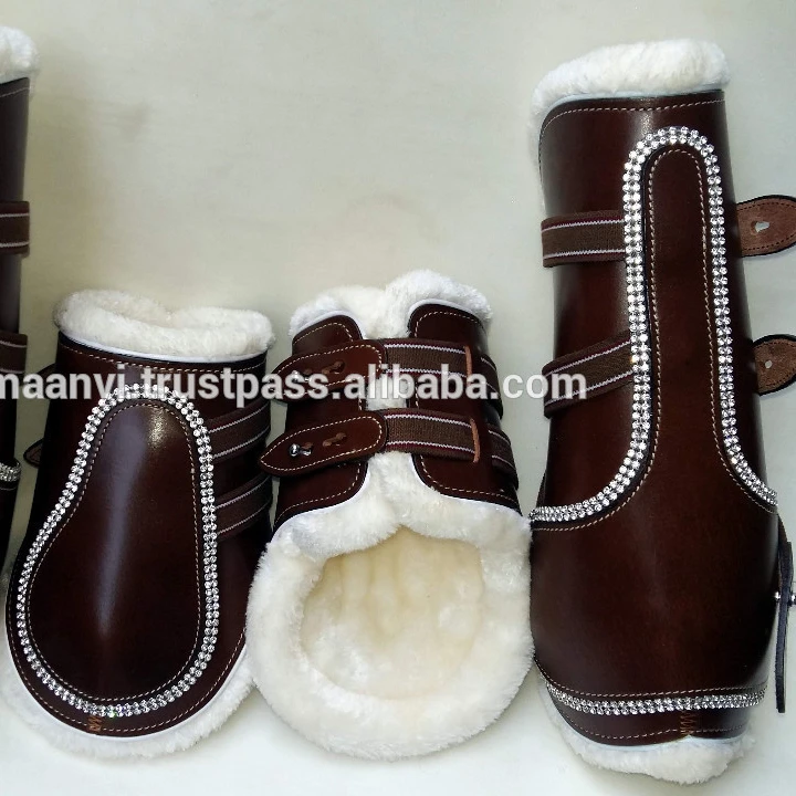 1Set 4pcs Two Front Legs And Two Hind Legs Protection Leather Horse Tendon Boots Adjustable Sizes And Multiple Colors