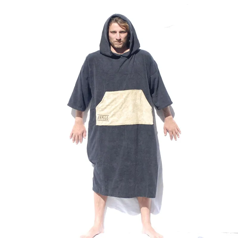 Quick dry cotton changing robe adult custom hooded poncho towel adult surfing poncho towel