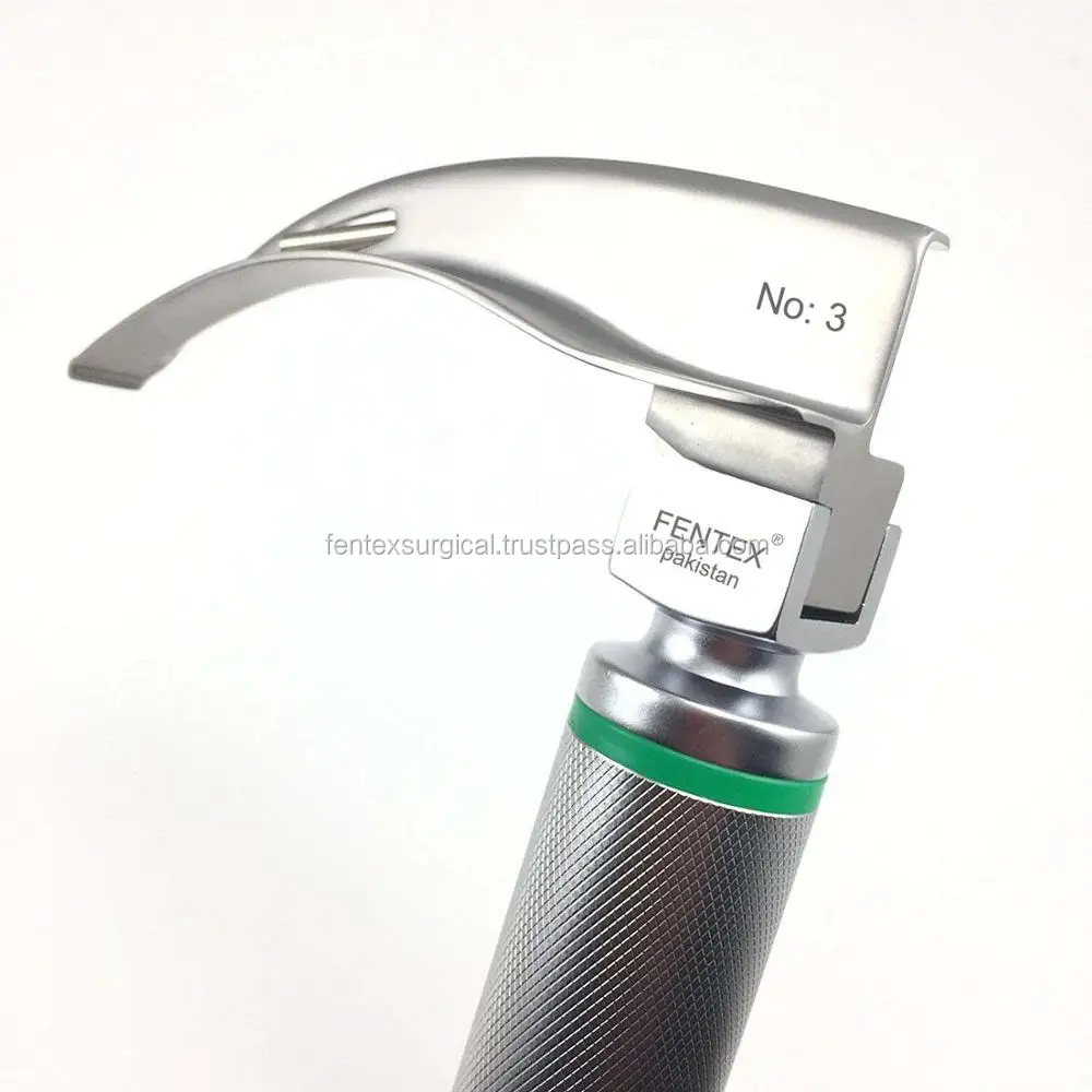 Fiber Optic Macintosh Laryngoscope Set with 4 Blades, Handle and Case