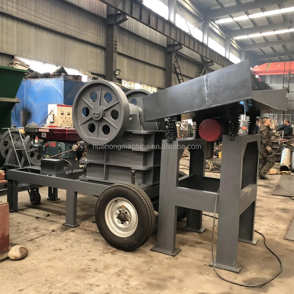PE 250*400 jaw crusher with feed hopper,Stone crushing mobile jaw crusher