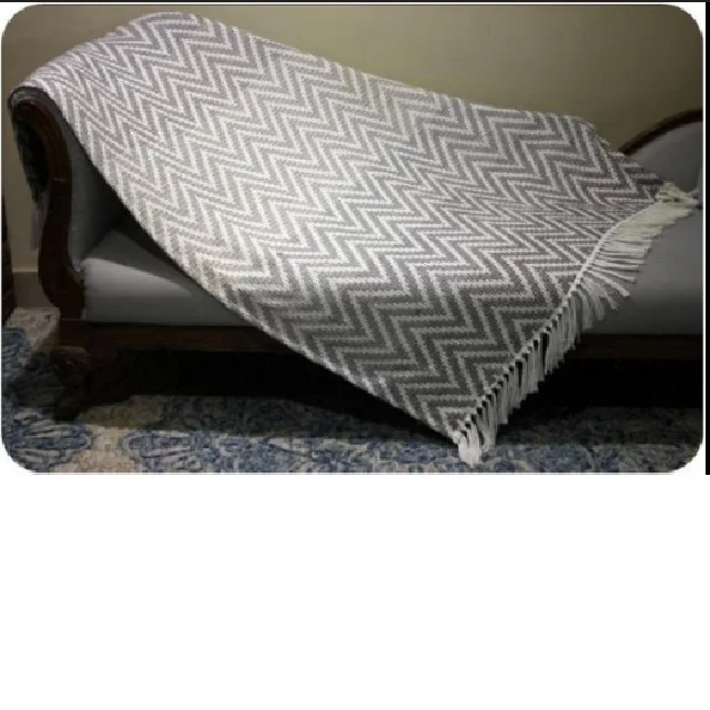 New Herring Bone Weave Soft Cozy Hand Feel Snuggle Free Unique Style Cotton Throw Blanket