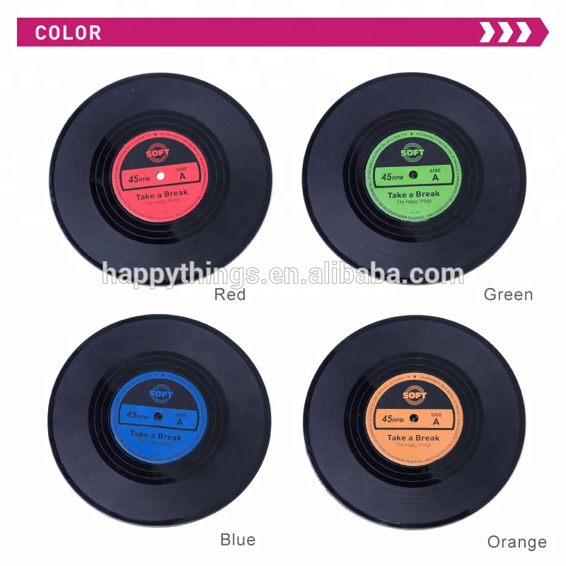 Low MOQ Factory Direct 2pcs Classic Retro CD records Silicone Costers Cup Coaster