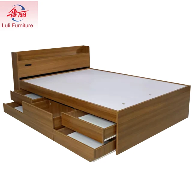 simple design wooden king size bed frame