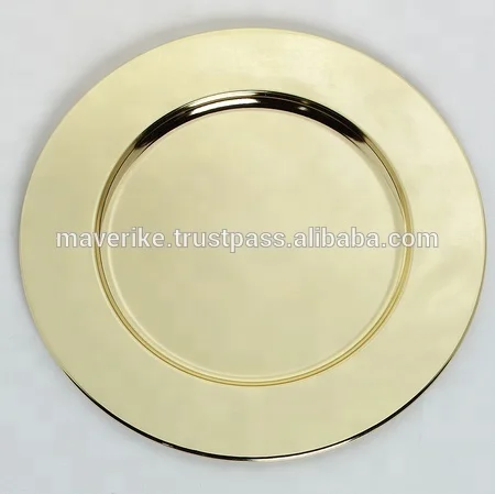 Gold Stainless Steel Plain Charger Plate gold wedding table plate Dishes & Dinnerware Safe For Home Hotel Table Decor