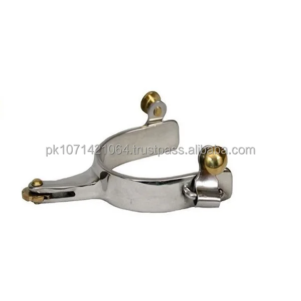 Stainless Steel Western Spurs Horizontal Brass Rowel NEW Horse Tack by Riaz Jamal Intel