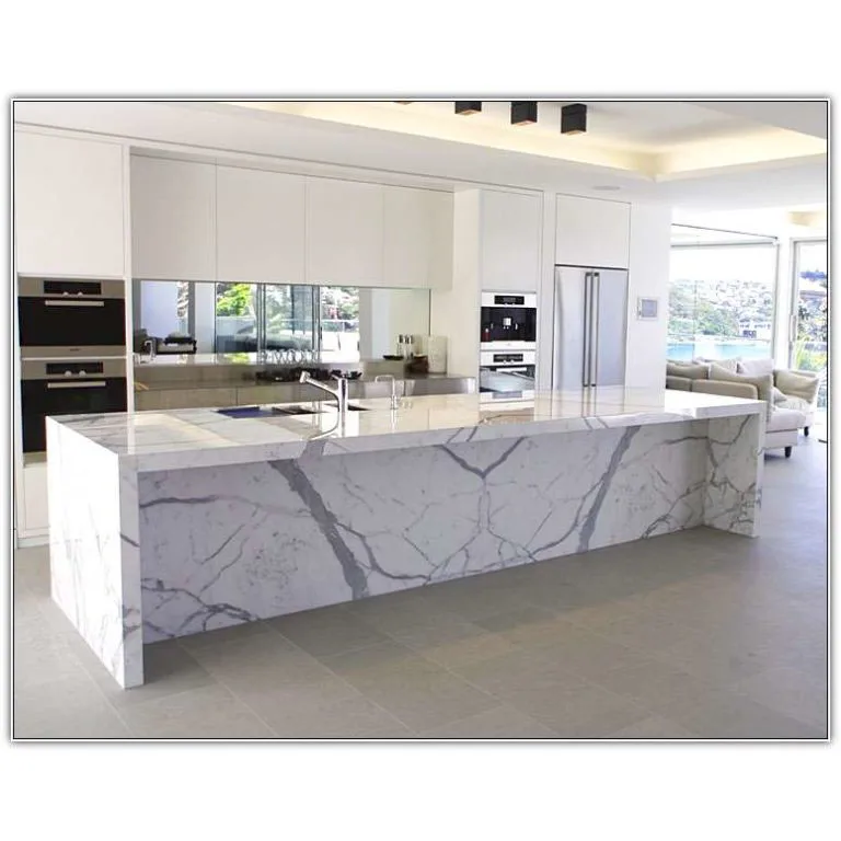 
Factory promotional white nature stone marble kitchen countertop and kitchen island tops  (62068852999)