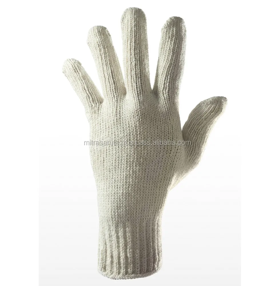 7 Gauge Raw White String Cotton Knitted Hand Gloves XL Size Disposable Protective Safety Gloves with Anti-Hot Feature
