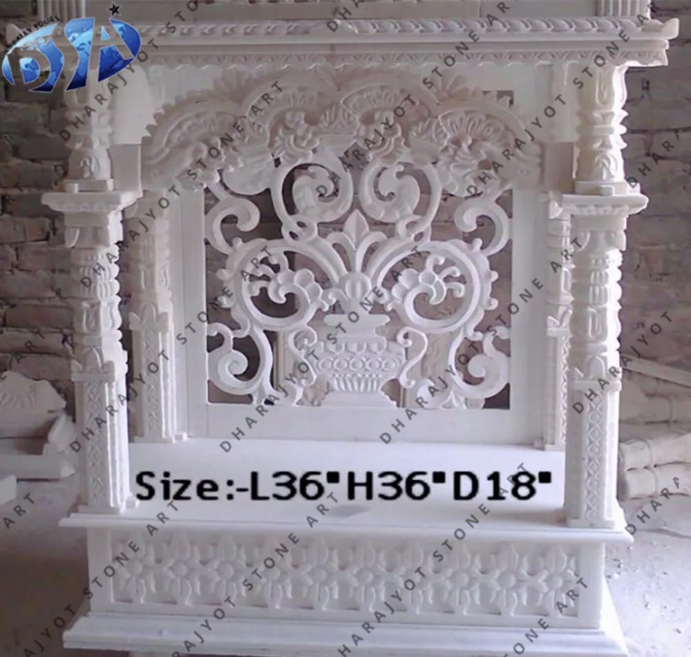 White Marble Antique Design Temple And Mandir Handmade Carved Customize home temple for home design