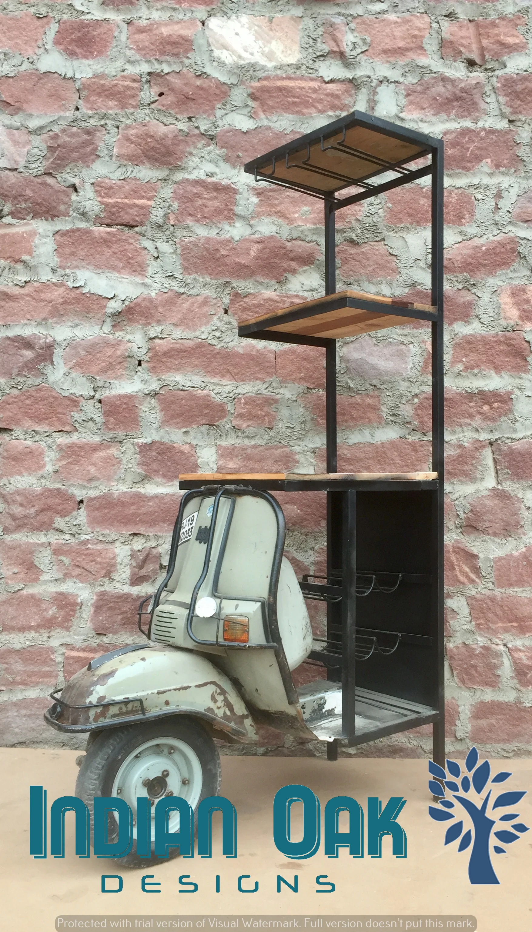 Industrial Furniture Vintage Antique Scooter wine rack Scooter Book Shelve Bookcase Vehicle furniture automobile furniture