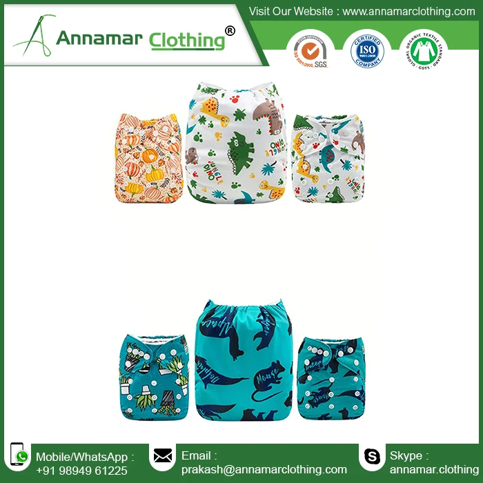 Baby reusable cloth pocket diaper adjustable snap  8 layer inserts OEM reusable cotton diaper with custom logo