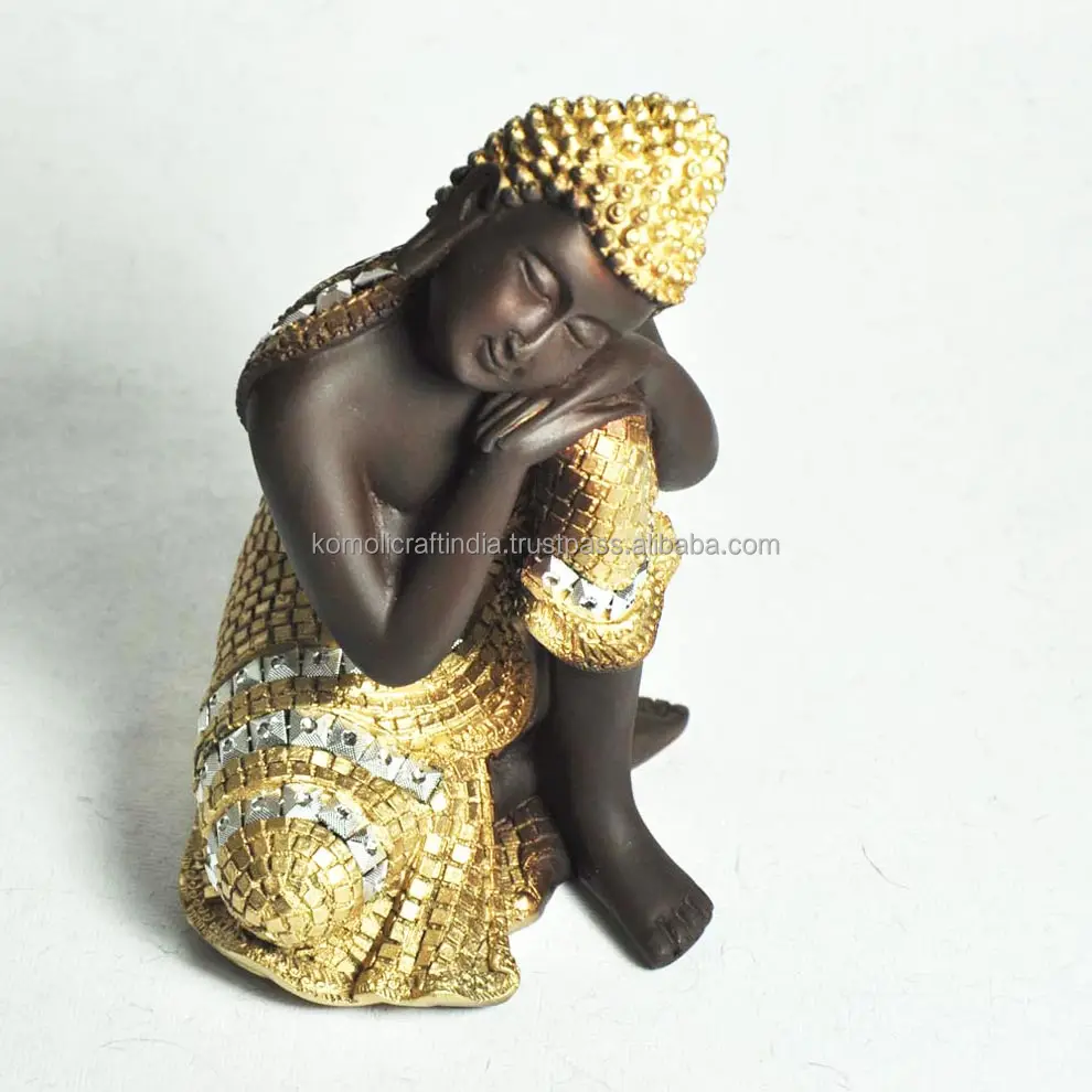 New golden poly resin Buddha statue resting Buddha figurine custom designs