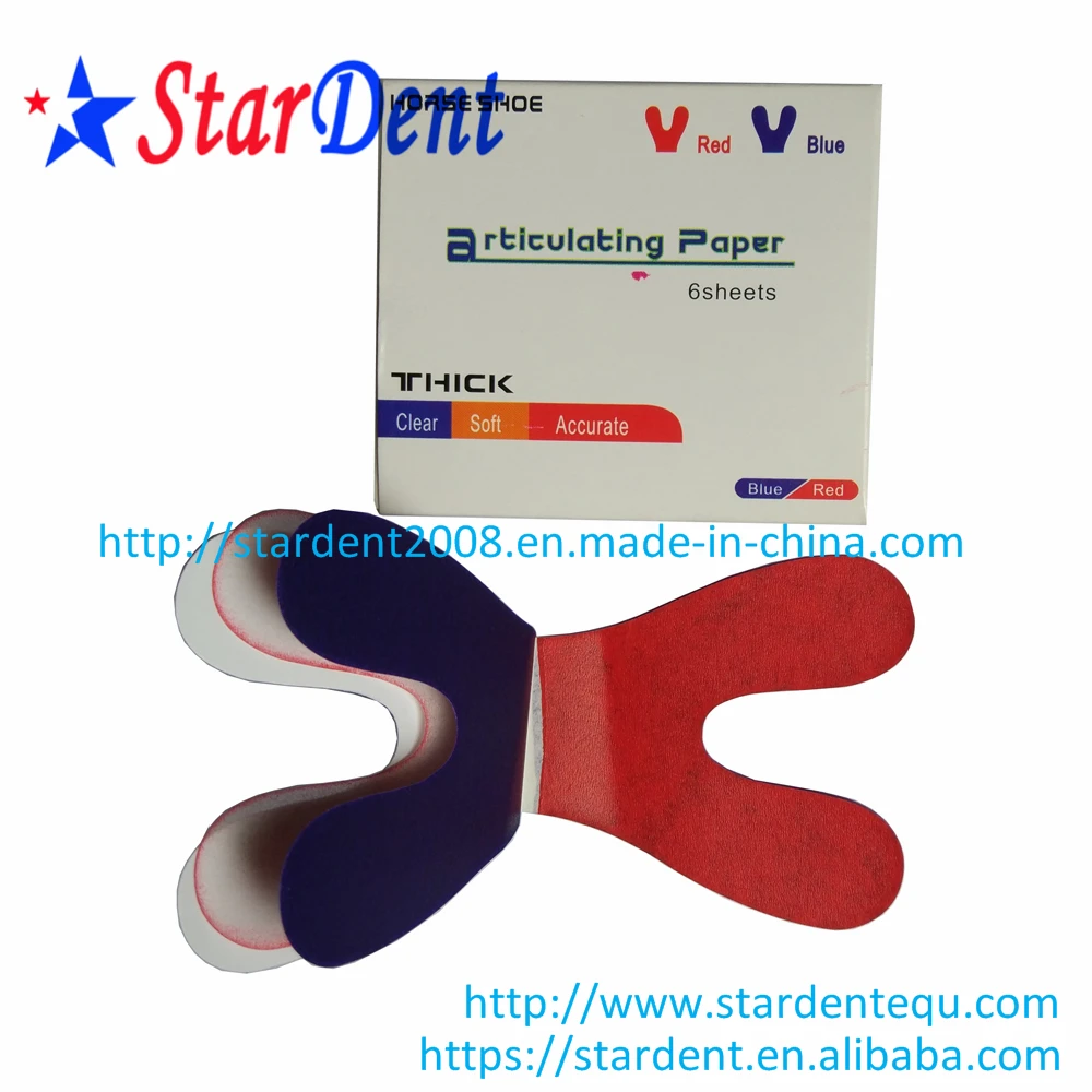 Стоматологическая Сочлененная бумага стоматологический материал гидрофильный утолщенный красный/синий тип лошади