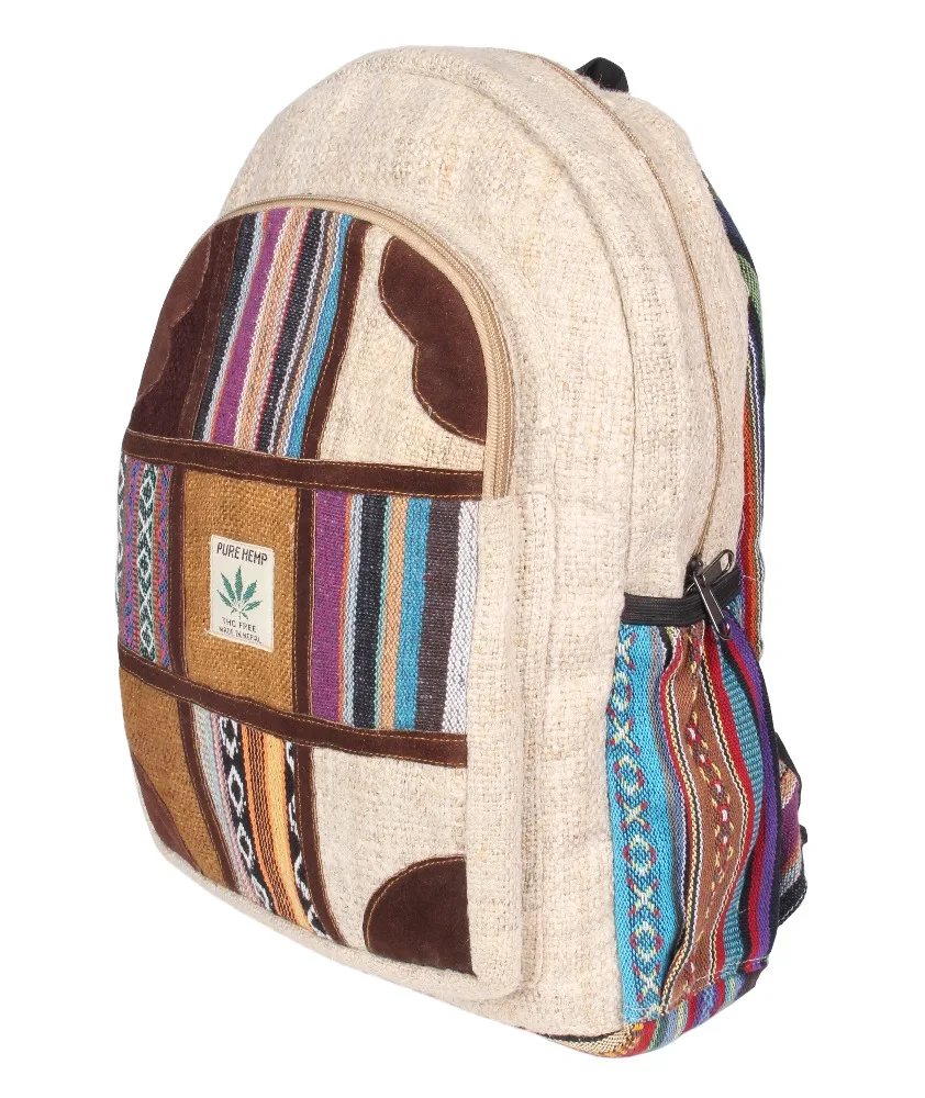 Adorable Himalayan Natural Hemp Backpack - High Quality Multi pocket large school college bag -