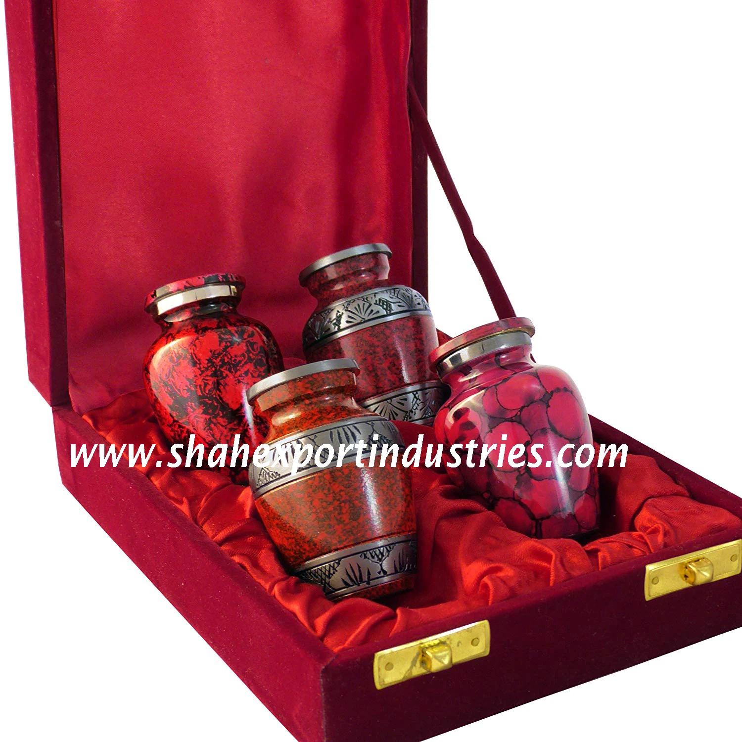 Multi Designed Red Mini Keepsake Urn for Human Ashes Urn to Honor Your Loved One Lost Set of 4 Cremation Urns