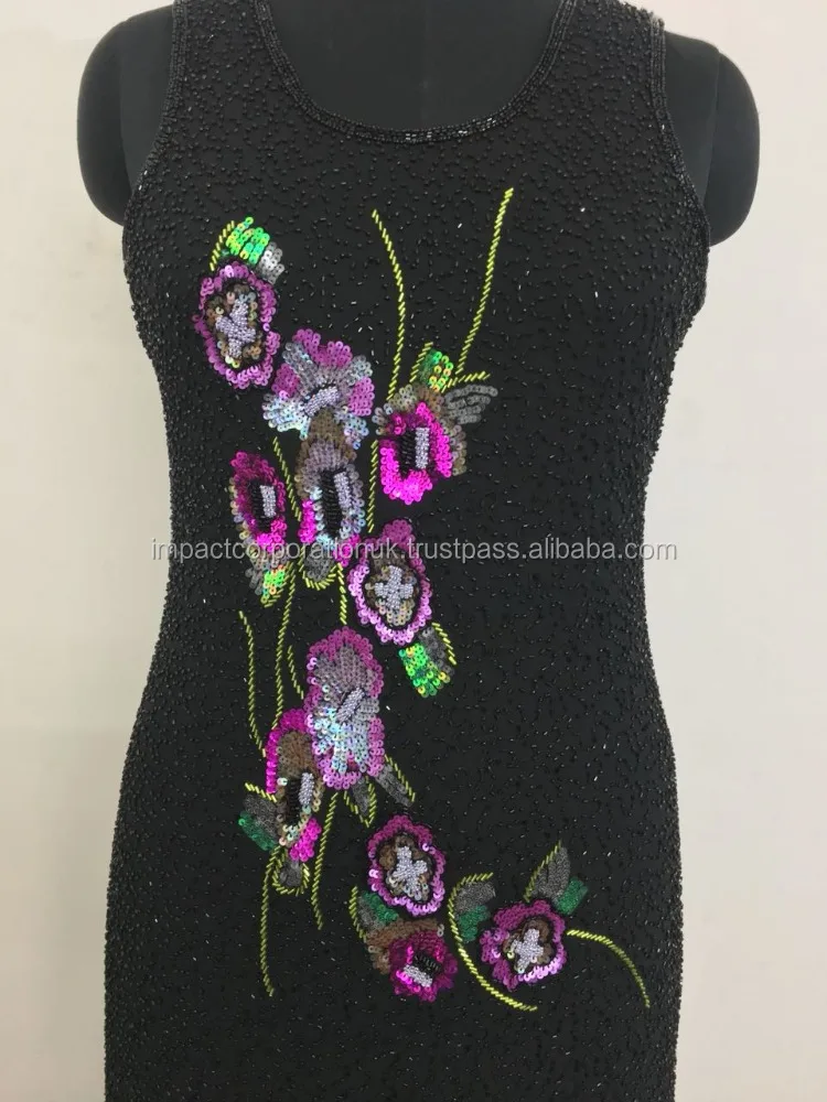 Latest Collection Hand Embroidered Evening Cocktail Party Dress Women Girls Sequins Decorated Long Dress Short Christmas Wear