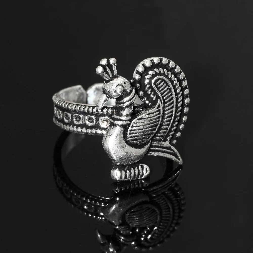 Silver Color Oxidised Birds Design Ring For Girls & Women