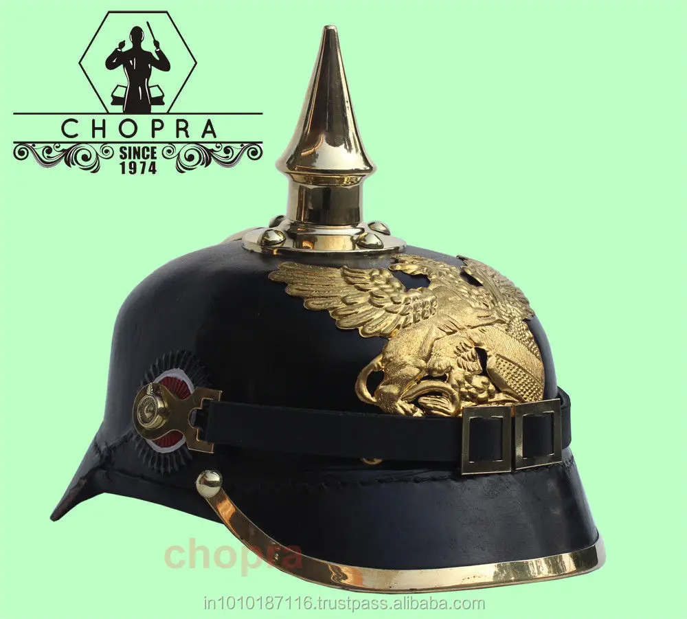 Matel GERMAN LEATHER PICKELHAUBE PRUSSIAN WAR HELMET GARDE BADEN CONIC SPIKE WW-I