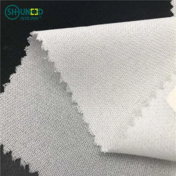 Wholesale 55GSM  fusible interfacing woven adhesive lining cloth Garment interlining double dot coated fusible woven interlining