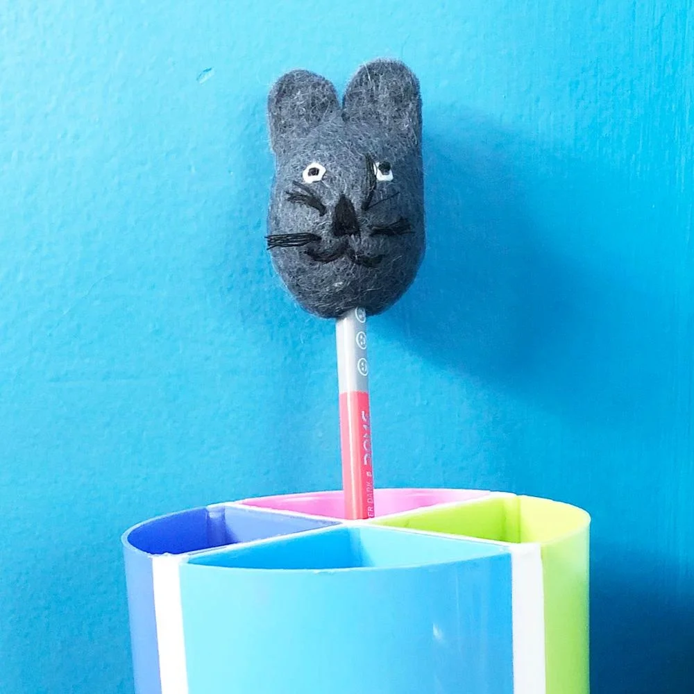 FPT-001, Kids School Supplies, Felt Pencil Holders with Animal Heads and Toys, Pencil Cases and Covers, Felted by Nepalese Women