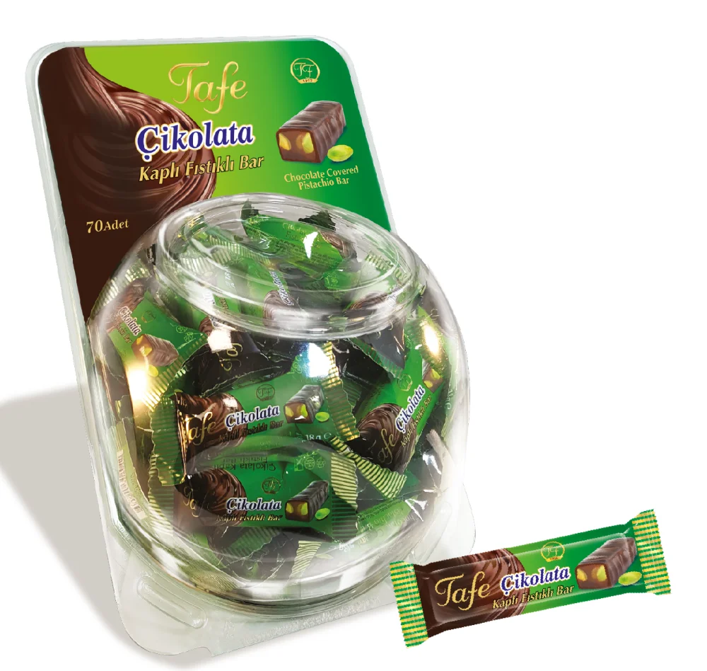 Tafe Chocolate Bar with Double Roasted Pistachio in Plastic Jar 18g - code 804