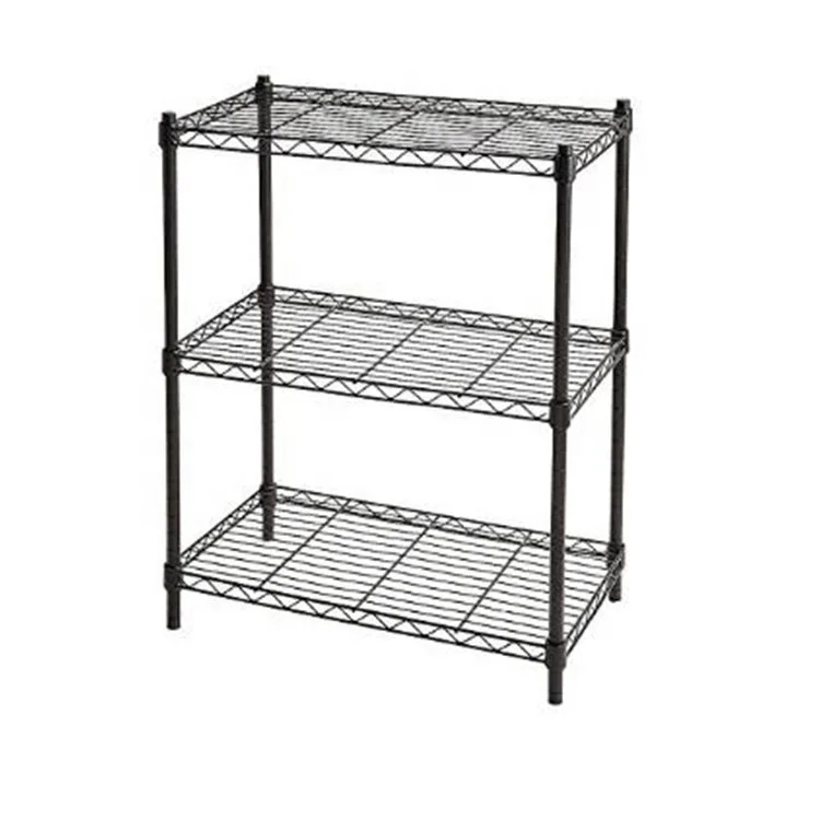 3 Layer Black Powder Coated  Kitchen Household Rack Shoe RackStorage Wire Shelving