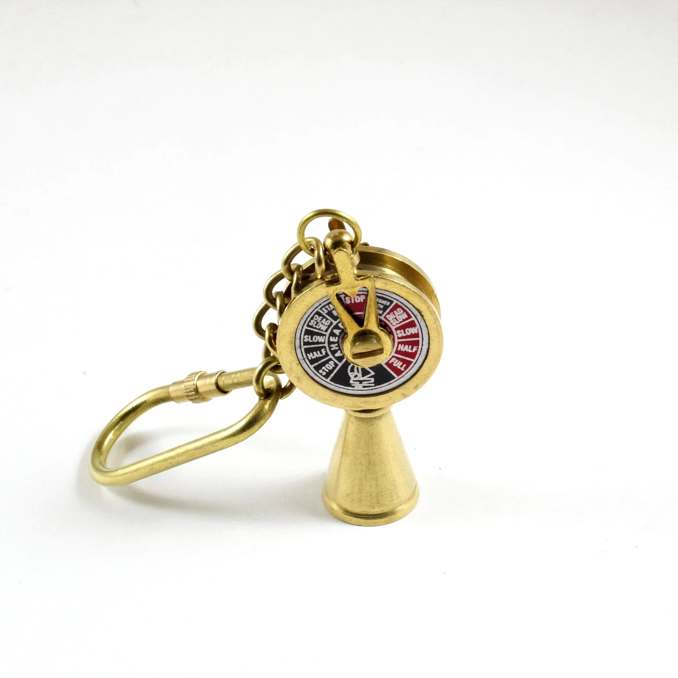 Brass Nautical Small Mini Ship Telegraph Keychain Keyring KeyHolder with Brass Loop
