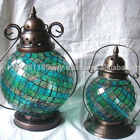 Best Sale Latest Decorative Glass Mosaic Candle Lantern Custom Matte Antique Luxury Garden Lighting Home Decor