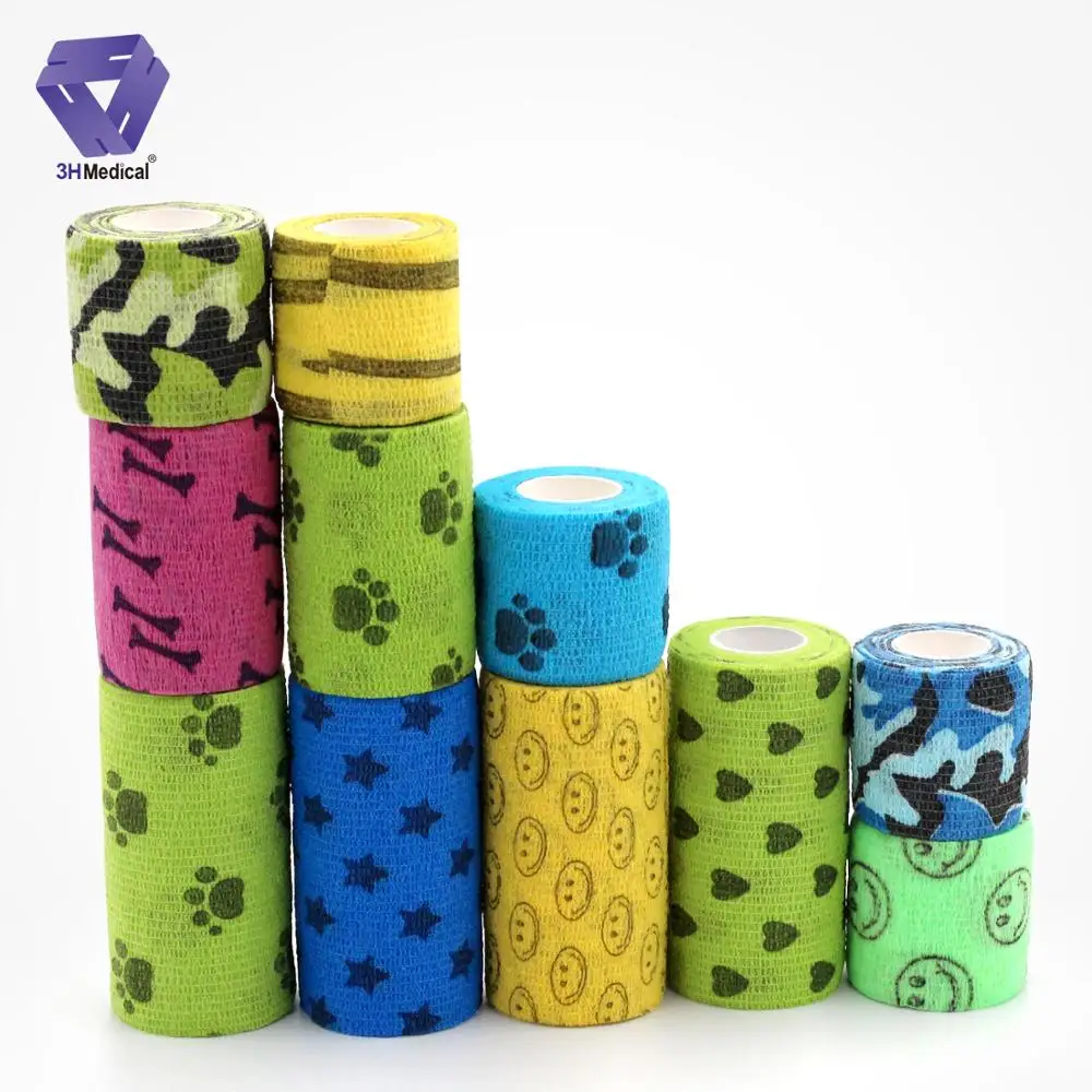 
Self-Adhesive Bandage Print Easy Tear&Removal comfortable no sticky Cohesive Customizable for Body and Veterinary Multi colors 