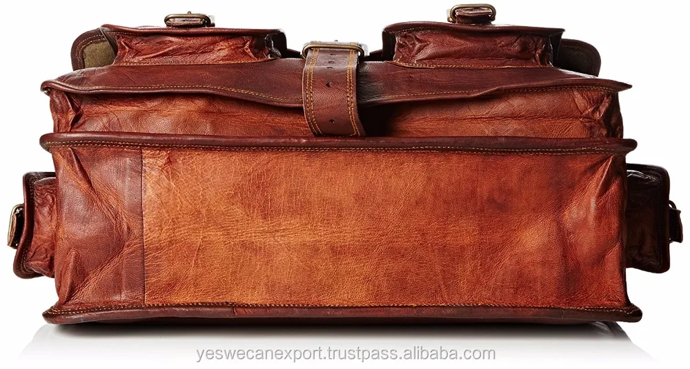 Unisex Real Goat Leather Messenger Bag For Laptop Briefcase Satchel - Wholesale Price For Sale