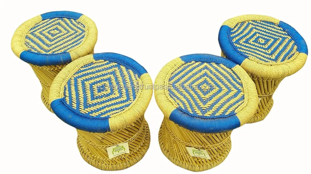 Бамбуковый табурет с оттоманкой для гостиной