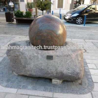 Modern Natural Black Stone Garden Outdoor Round Granite Marble Rolling Ball Water Fountain