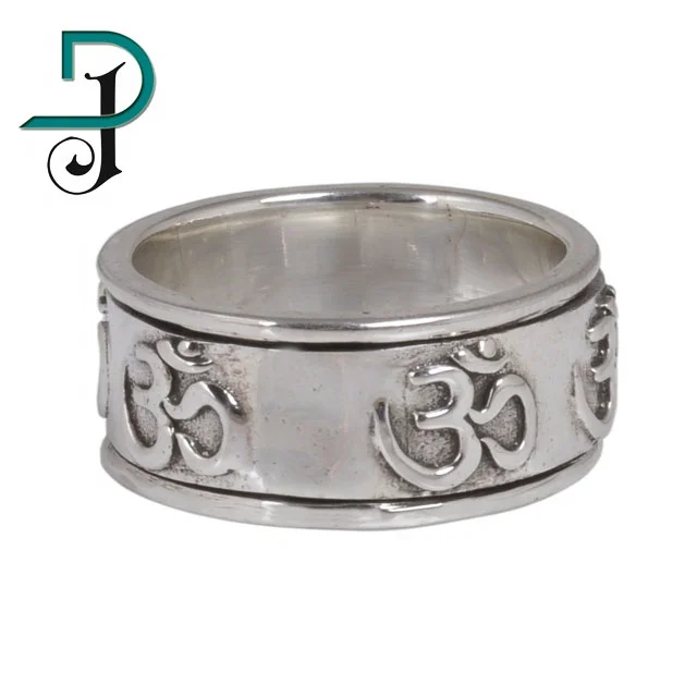 Hot Sale 925 Sterling Silver Om Spinner Ring Polished Unisex Jewelry for Wedding Engagement Anniversary Party Gift Idea
