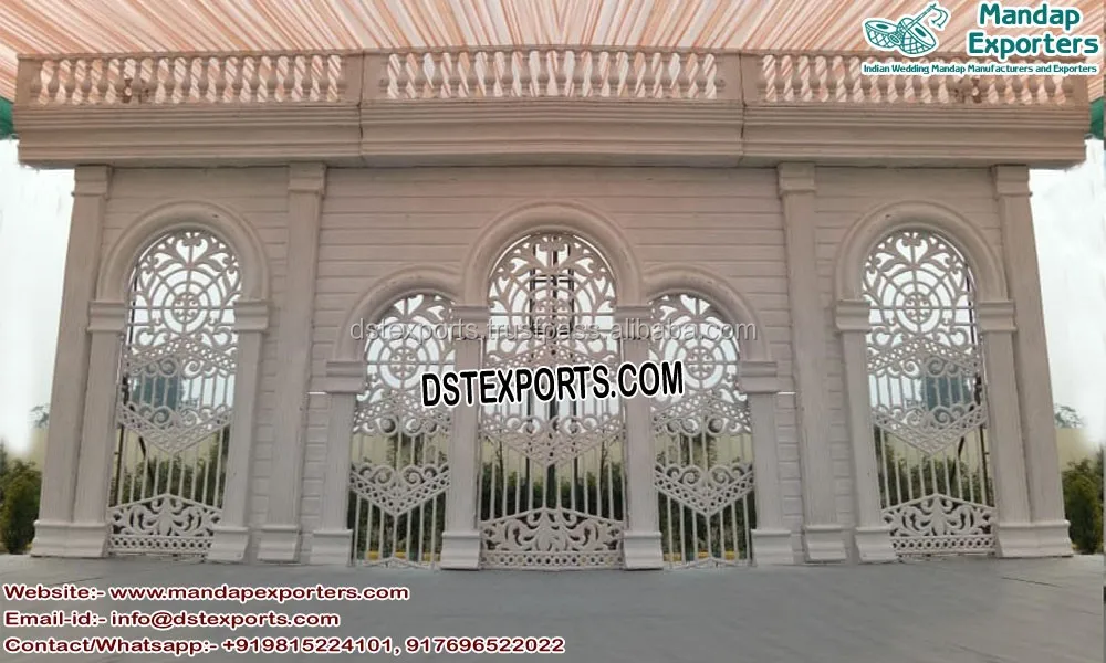 Ancient Bollywood Style Wedding Stage Muslim Theme Wedding Jhronka Stage Nayab Walima Jhronka Fiber Stage Setup