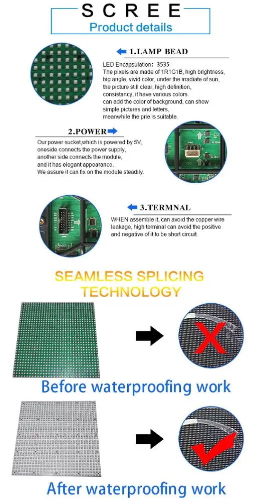 Scree wholesaler price outdoor 192*192mm P6 SMD led modules front service led panel